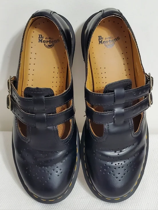 Dr. Martens Mary Jane Double Buckle 12916 Black Smooth Leather Womens 11 - Picture 8 of 9